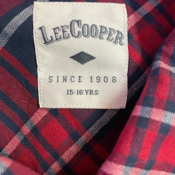 Lee Cooper Check Pure Cotton Shirt Red and Blue - Picture 3 of 4